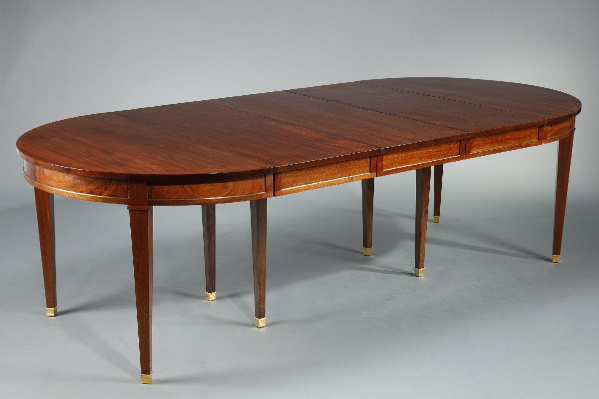 Table In Solid Mahogany And Mahogany Veneer With Extensions, Louis XVI Style