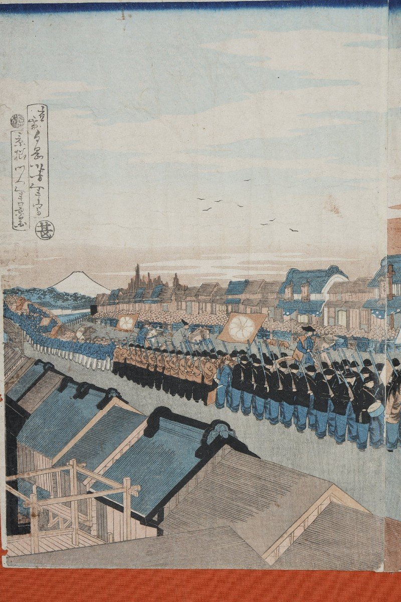 Polyptych Of 9 Oban Tate-e Prints, Illustrating The Procession Of Emperor Mutsuhito (meiji)-photo-2