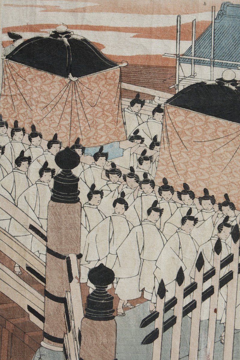 Polyptych Of 9 Oban Tate-e Prints, Illustrating The Procession Of Emperor Mutsuhito (meiji)-photo-8