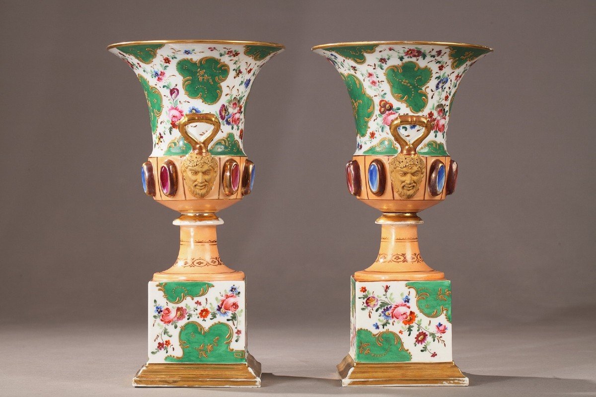 Vases Médicis En Porcelaine d'époque Louis-philippe