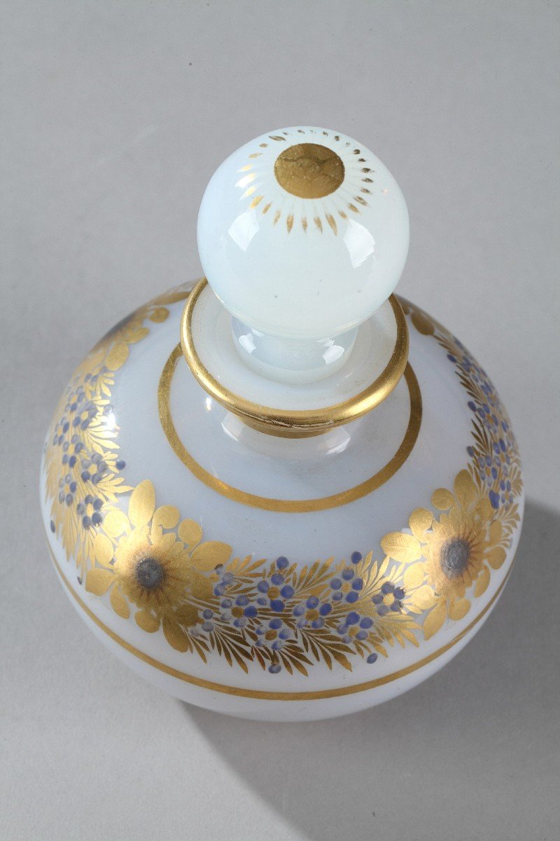 Small Soapy Opaline Bottle With Desvignes Decor-photo-2