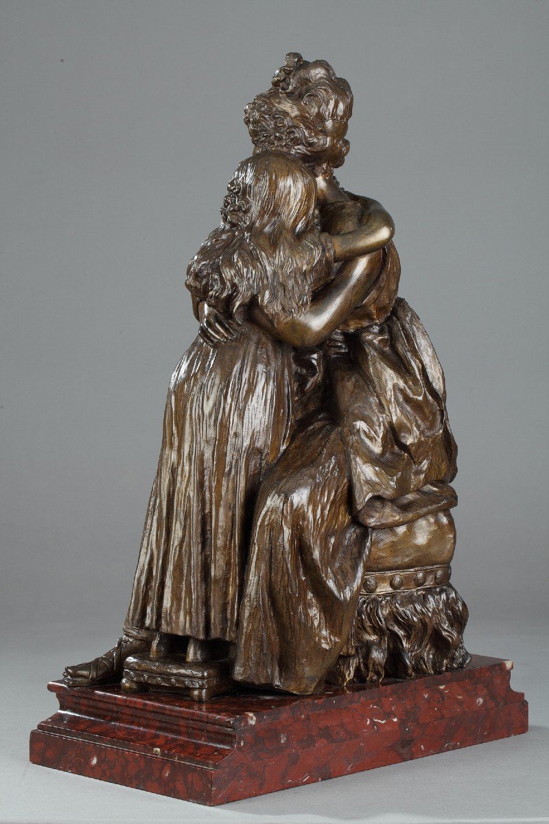 Sujet En Bronze d'Après l'Autoportrait De Madame Vigée-lebrun Avec Sa Fille, Julie-photo-3