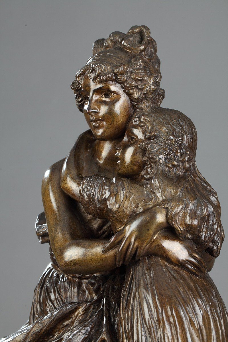 Sujet En Bronze d'Après l'Autoportrait De Madame Vigée-lebrun Avec Sa Fille, Julie-photo-2