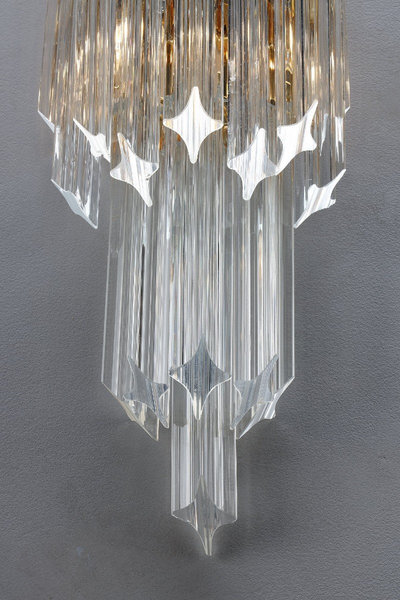 Pair Of Wall Lights With Quadrihedral Murano Glass-photo-7