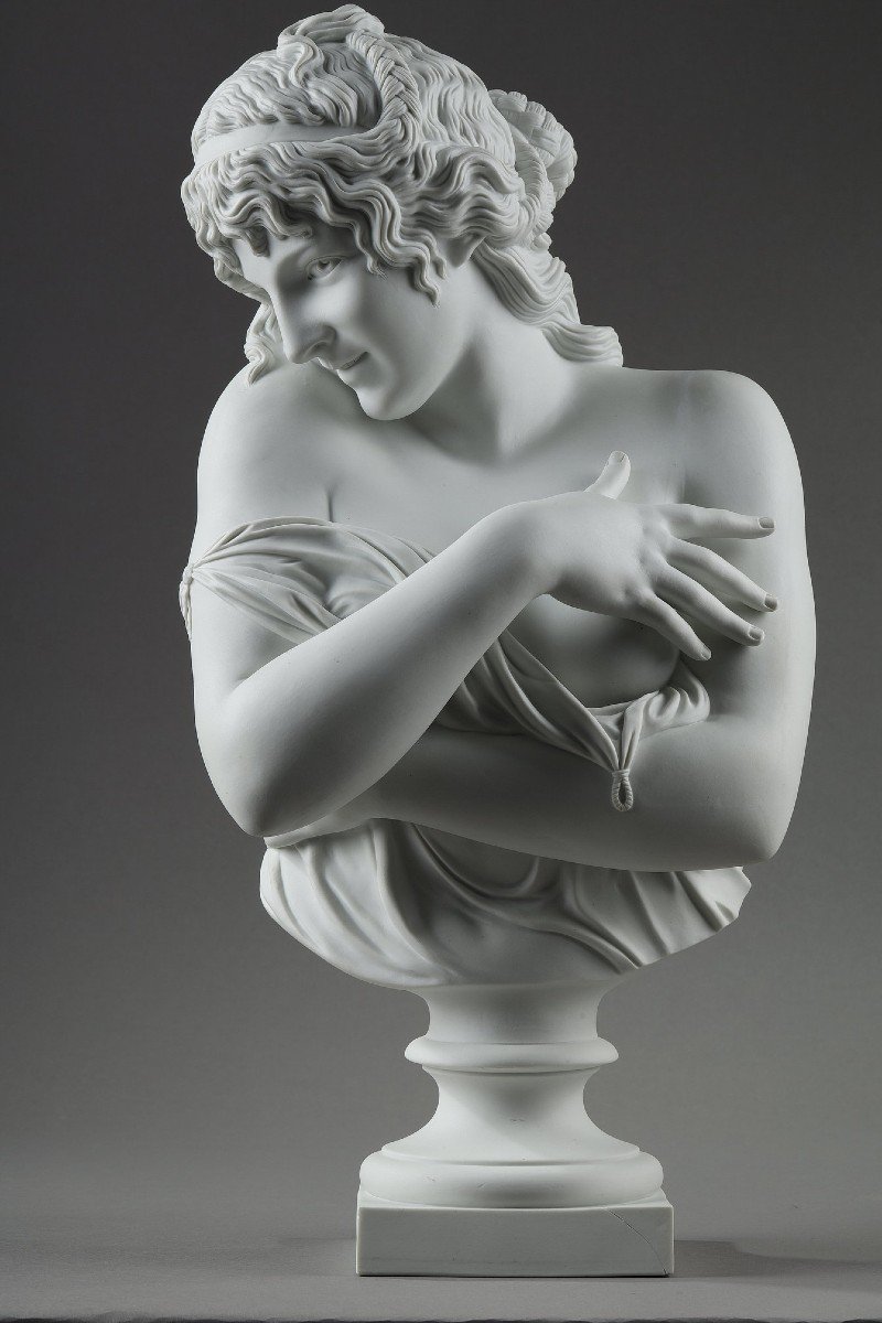 Biscuit Bust After Jean Antoine Houdon (1741-1828): Modesty