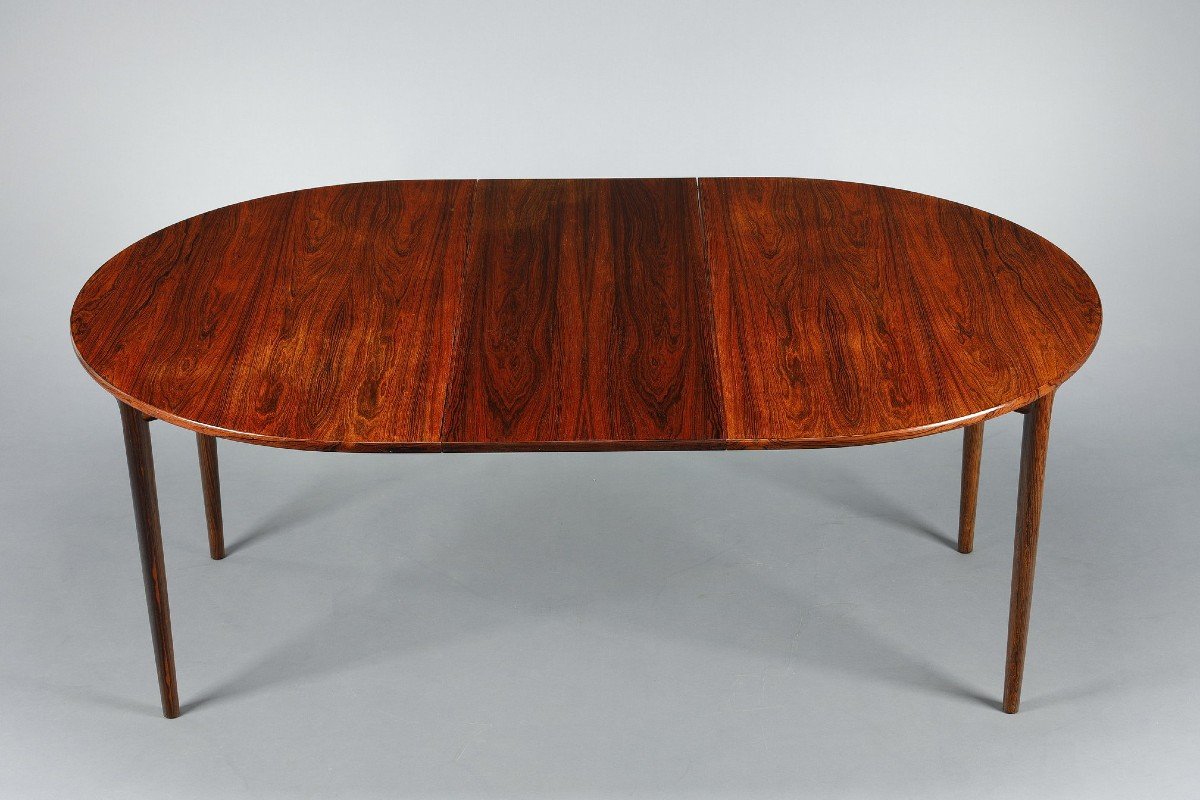 Ib Kofod-larsen Rosewood Dining Table With Extension And Six Chairs-photo-2