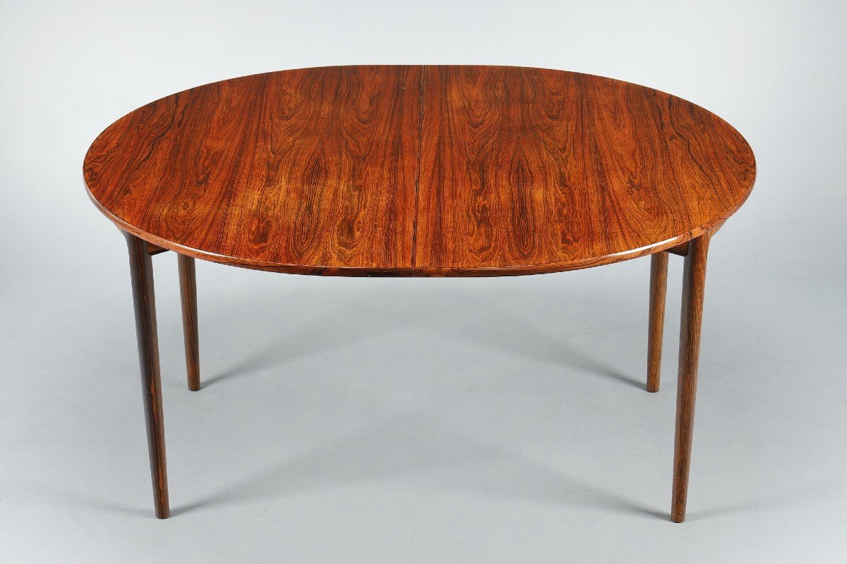 Ib Kofod-larsen Rosewood Dining Table With Extension And Six Chairs-photo-3