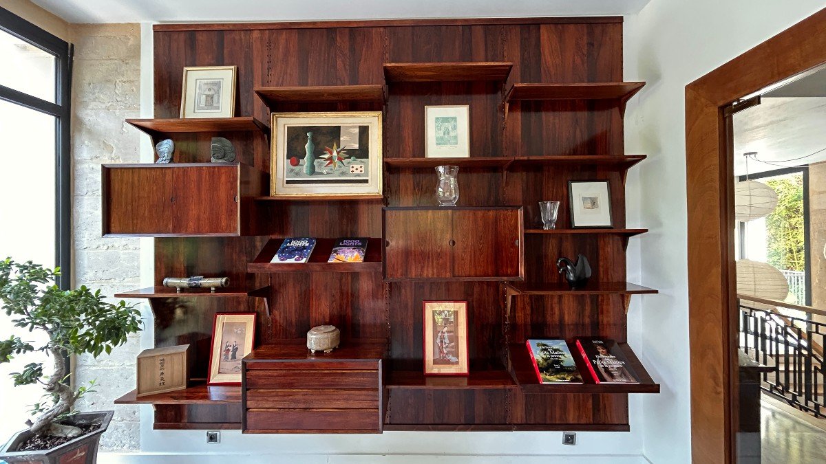 Scandinavian Modular Wall Shelf In Rosewood, Poul Cadovius, 1960s-photo-3