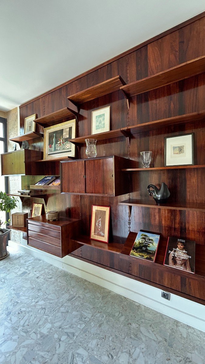 Scandinavian Modular Wall Shelf In Rosewood, Poul Cadovius, 1960s-photo-3