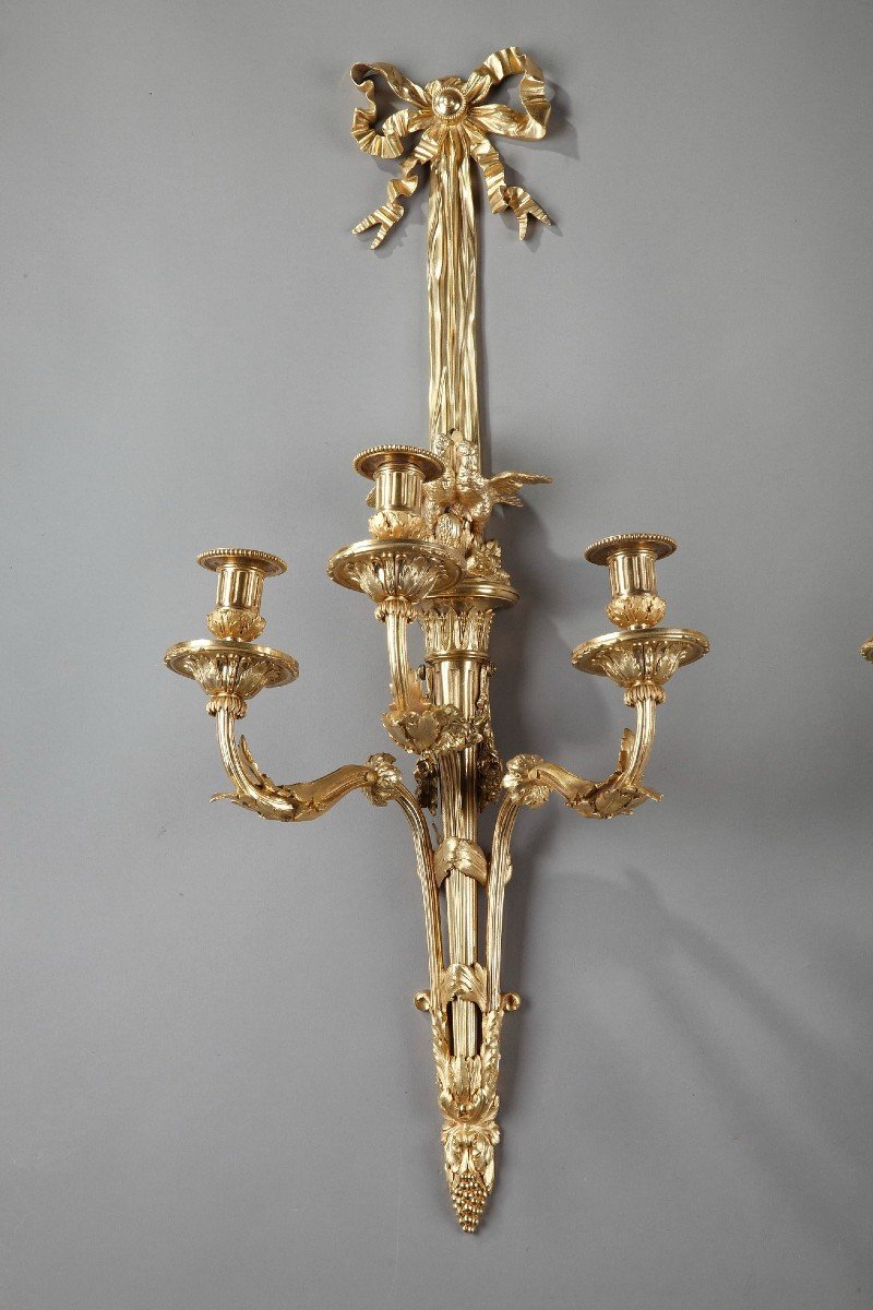 Pair Of Large Louis XVI Style Wall Lights-photo-1