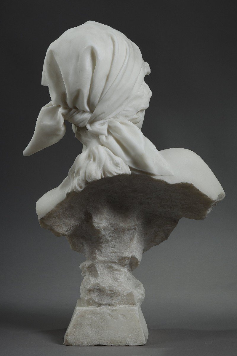 Marble Bust Of The “girl From Bohemia” By Emmanuel Villanis-photo-4