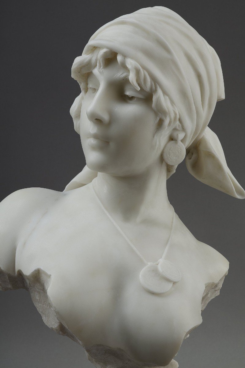 Marble Bust Of The “girl From Bohemia” By Emmanuel Villanis-photo-1