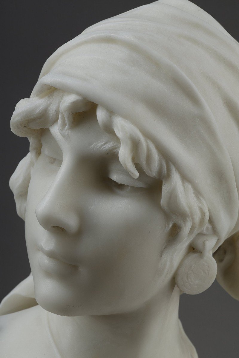 Marble Bust Of The “girl From Bohemia” By Emmanuel Villanis-photo-2