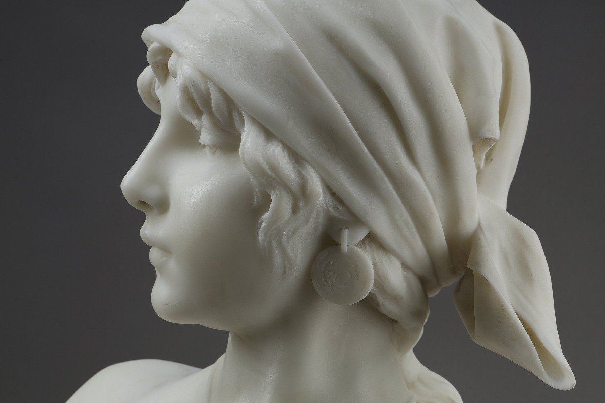 Marble Bust Of The “girl From Bohemia” By Emmanuel Villanis-photo-3