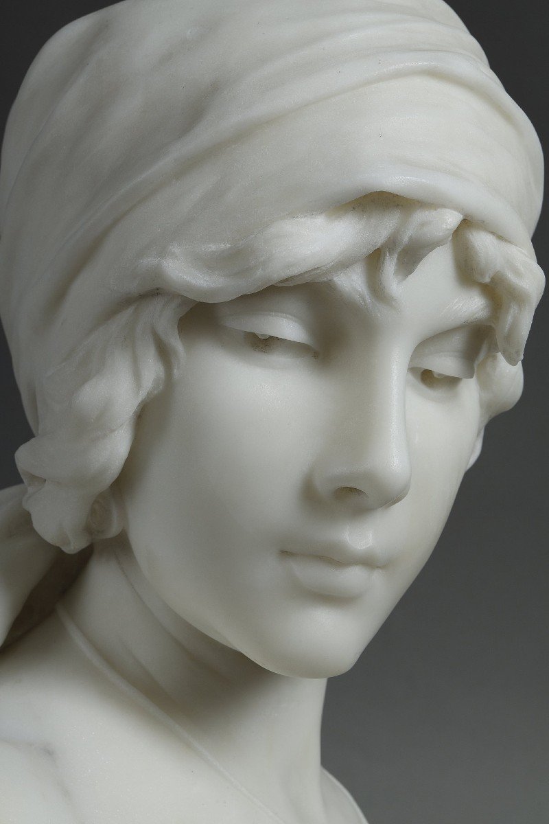 Marble Bust Of The “girl From Bohemia” By Emmanuel Villanis-photo-4