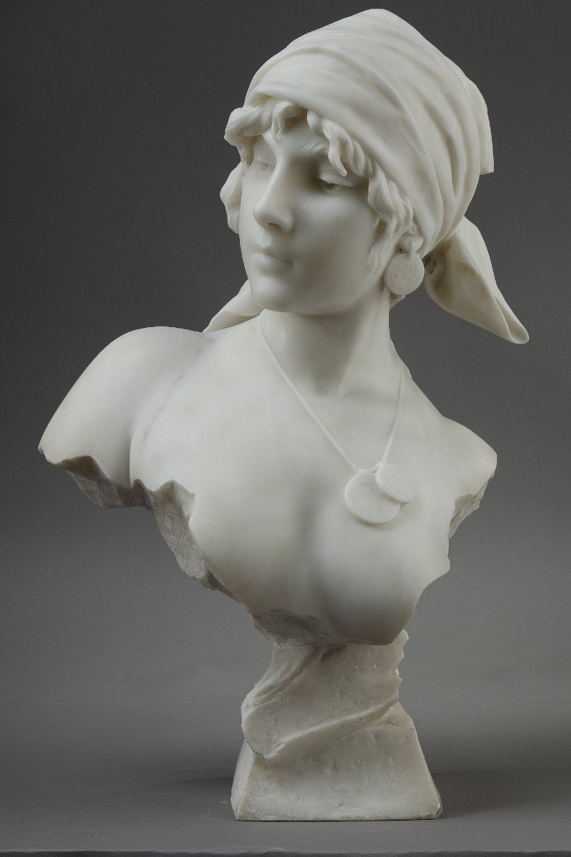 Marble Bust Of The “girl From Bohemia” By Emmanuel Villanis