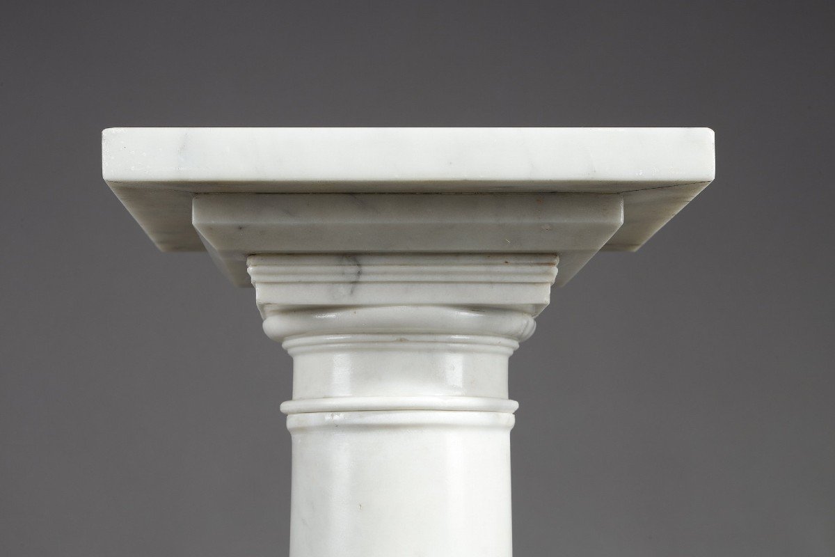 Pair Of White Marble Columns, Late 19th Century -photo-4