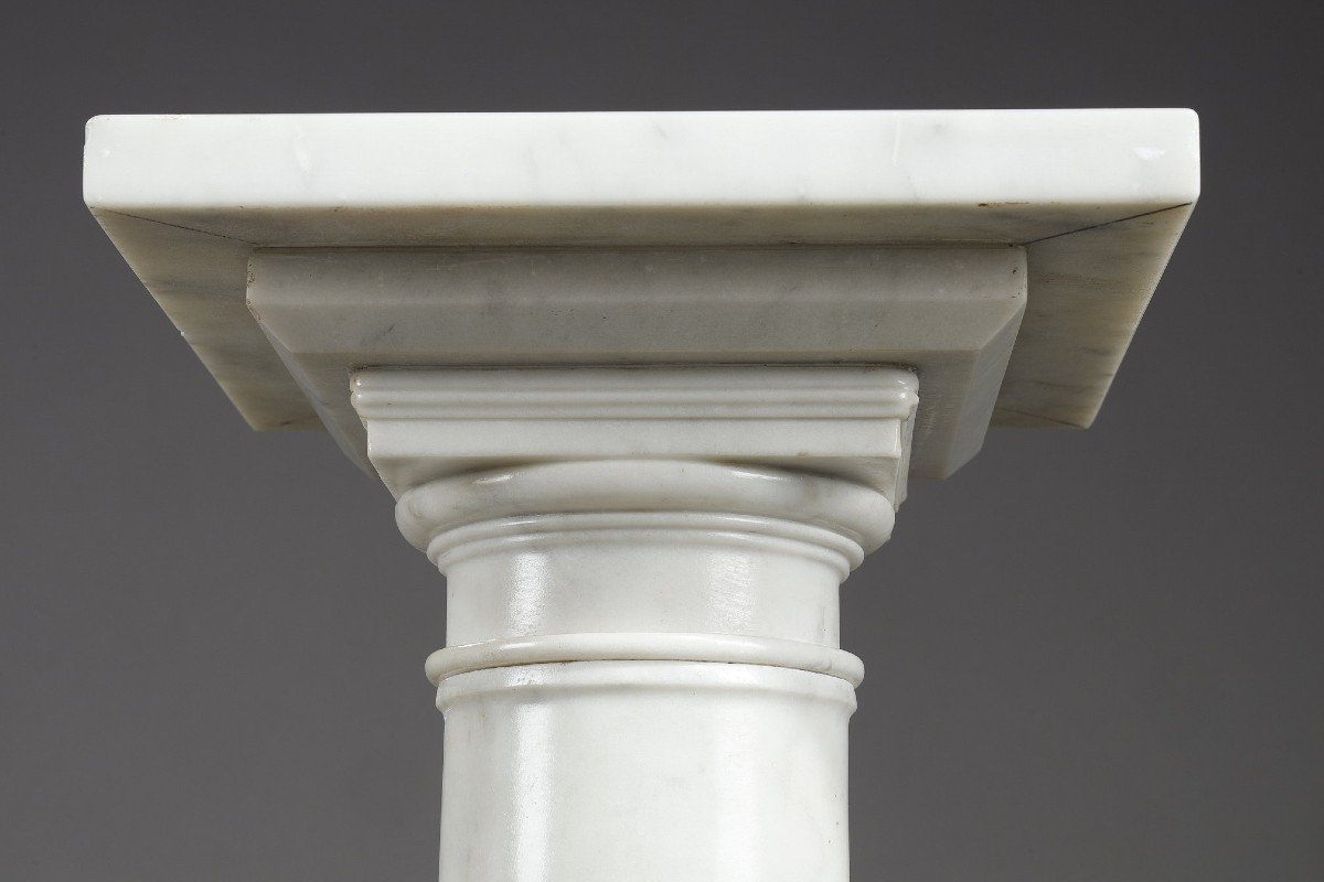 Pair Of White Marble Columns, Late 19th Century -photo-1