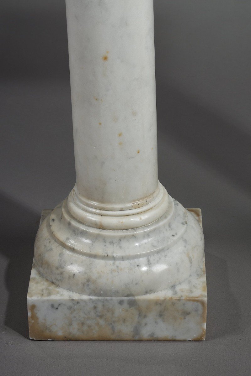 Pair Of White Marble Columns, Late 19th Century -photo-4