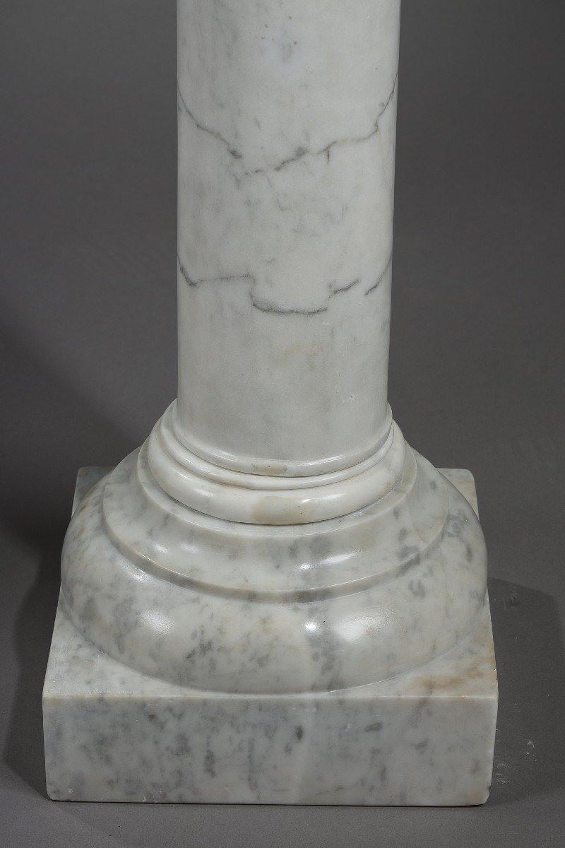 Pair Of White Marble Columns, Late 19th Century -photo-5