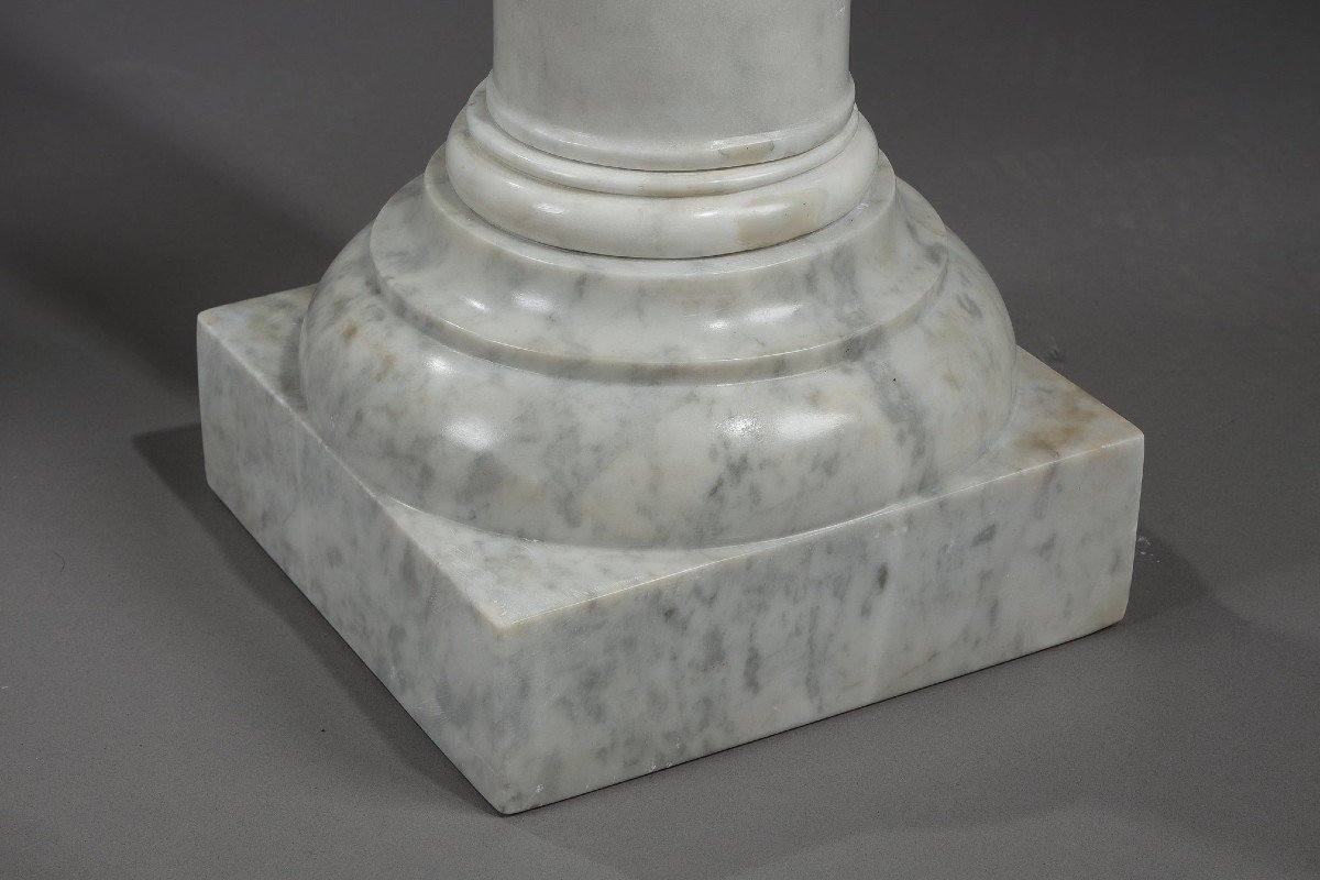 Pair Of White Marble Columns, Late 19th Century -photo-6