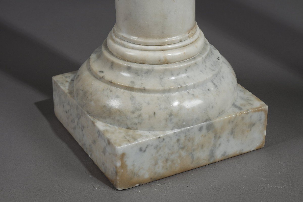 Pair Of White Marble Columns, Late 19th Century -photo-7