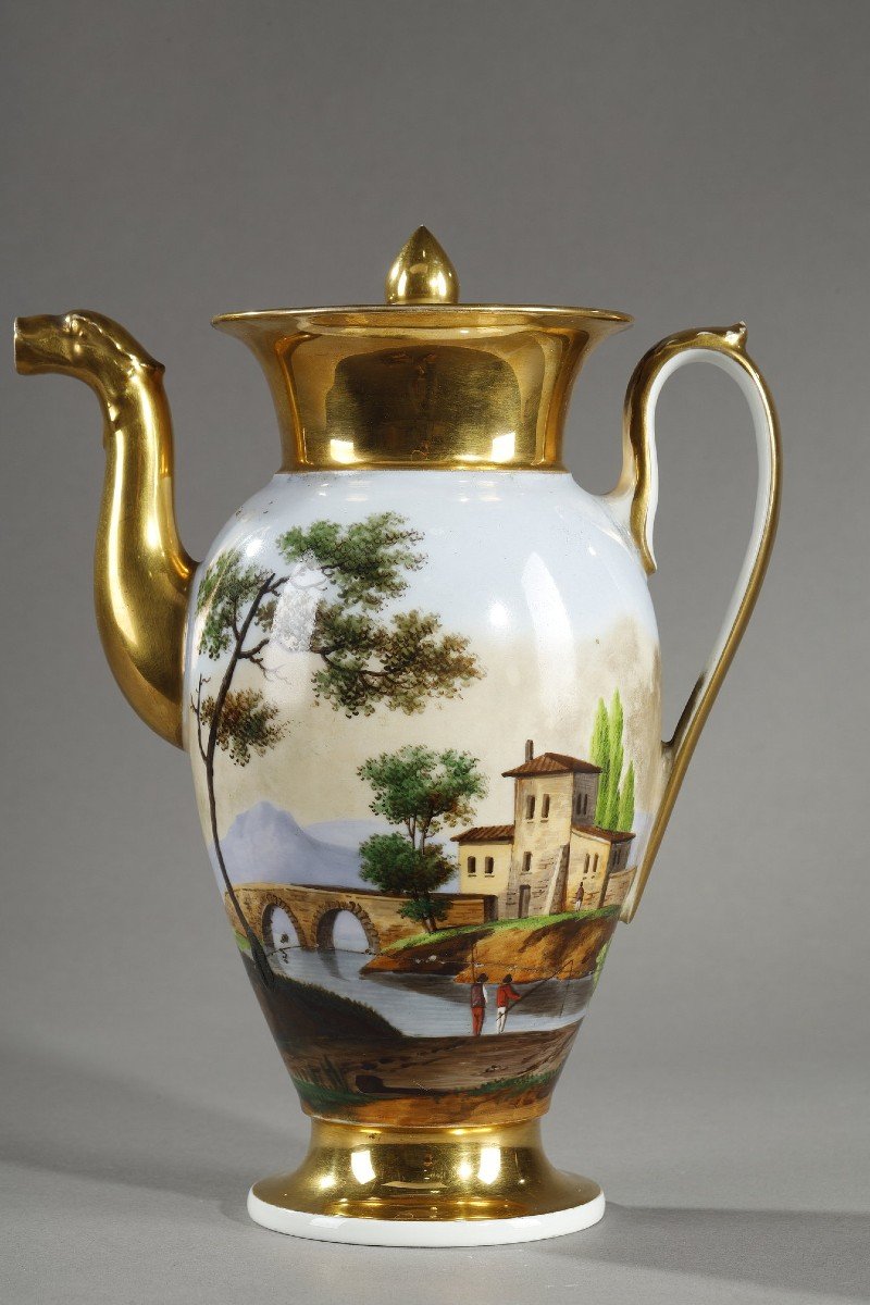 Paris Porcelain Service With Landscape Decor -photo-2