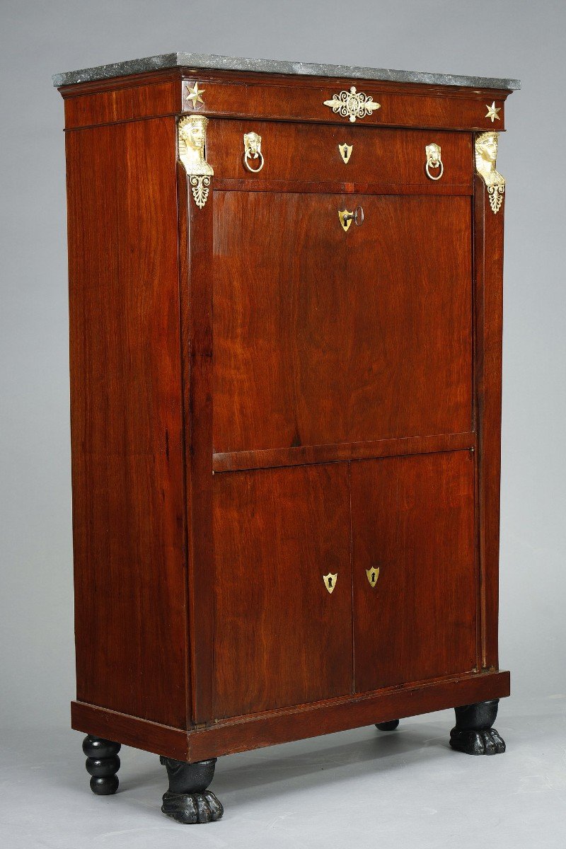 Consulate Chest Of Drawers & Secretary In Mahogany And Mahogany Veneer-photo-2