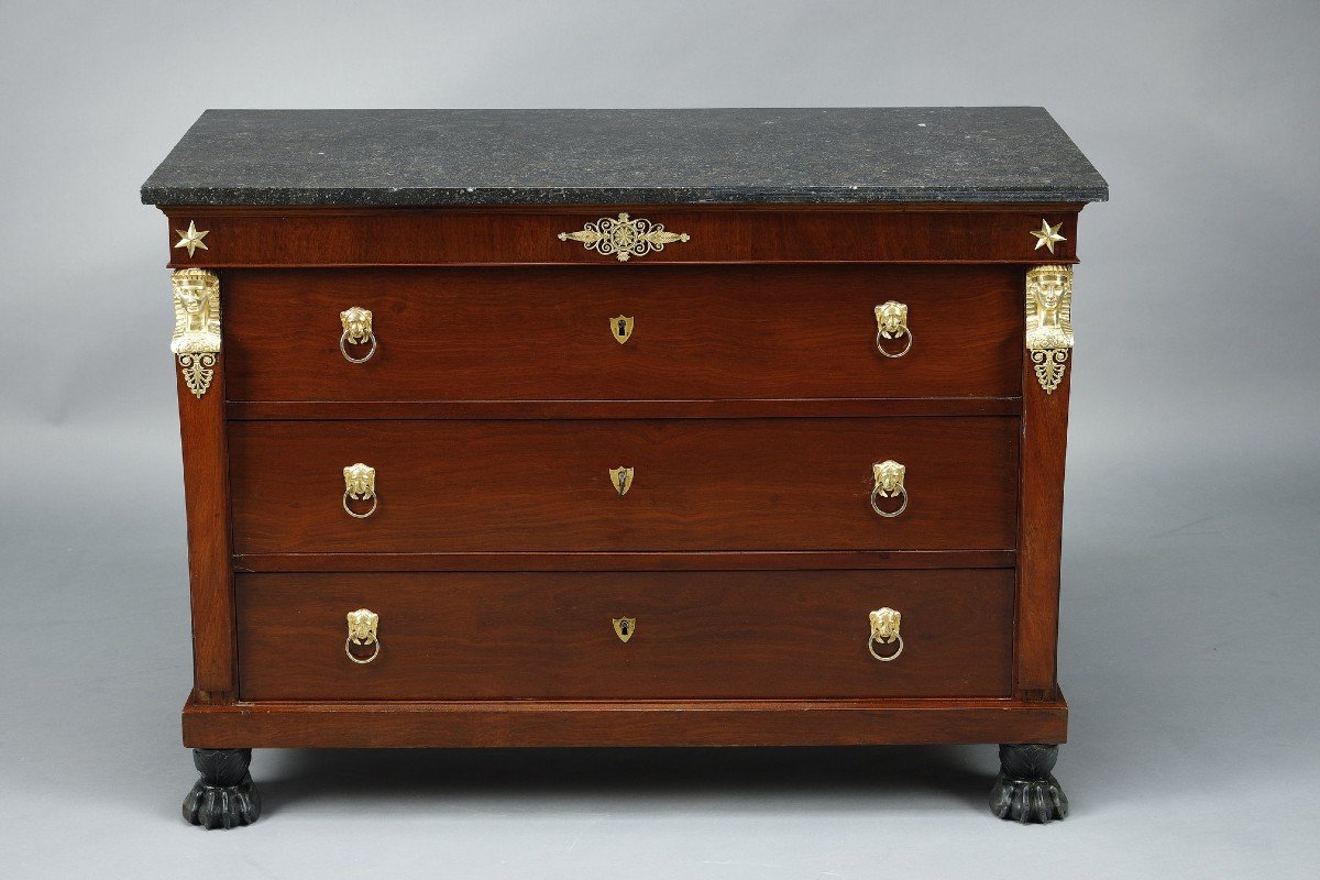 Consulate Chest Of Drawers & Secretary In Mahogany And Mahogany Veneer-photo-2