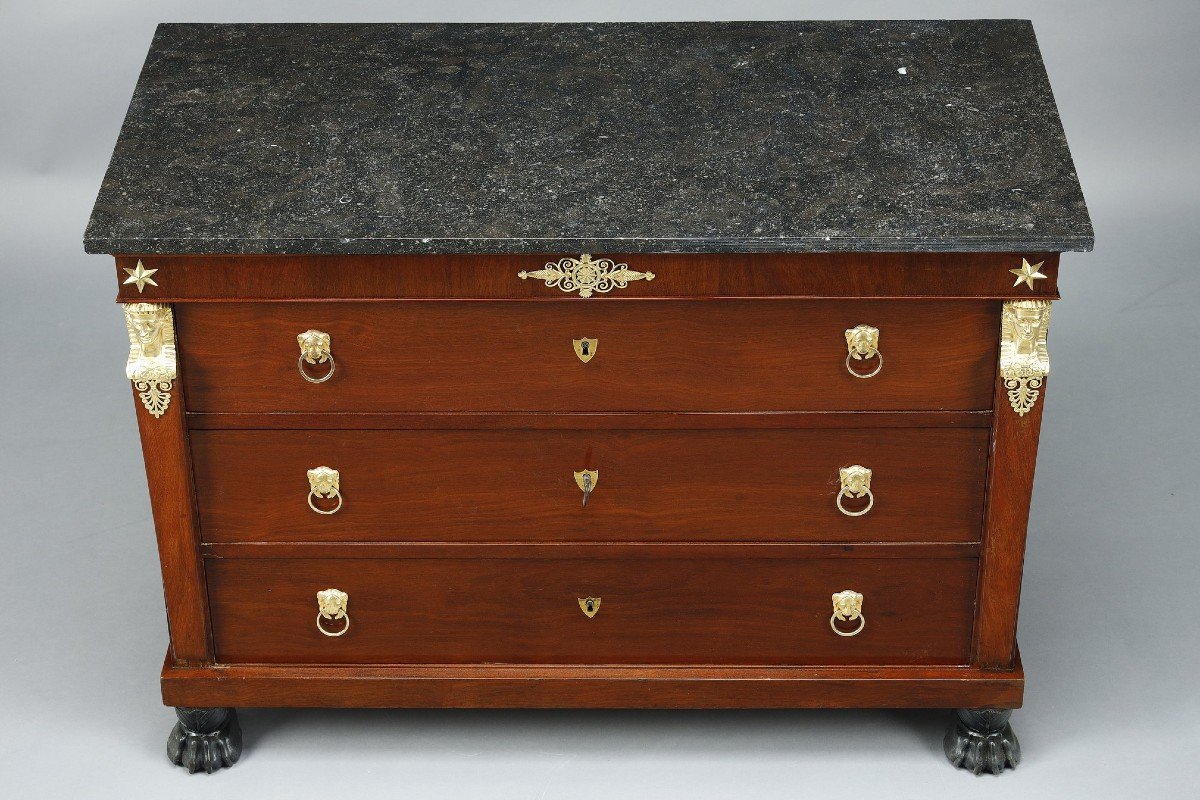 Consulate Chest Of Drawers & Secretary In Mahogany And Mahogany Veneer-photo-3