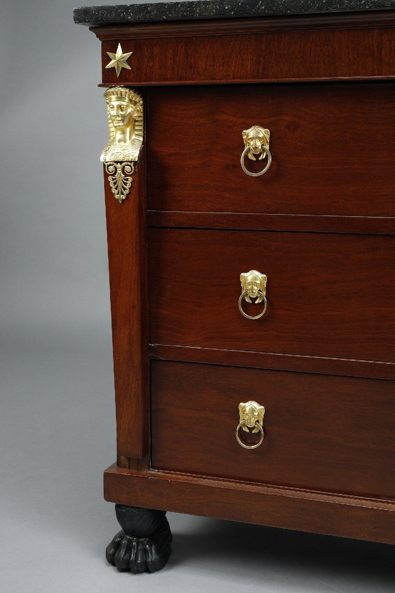 Consulate Chest Of Drawers & Secretary In Mahogany And Mahogany Veneer-photo-7