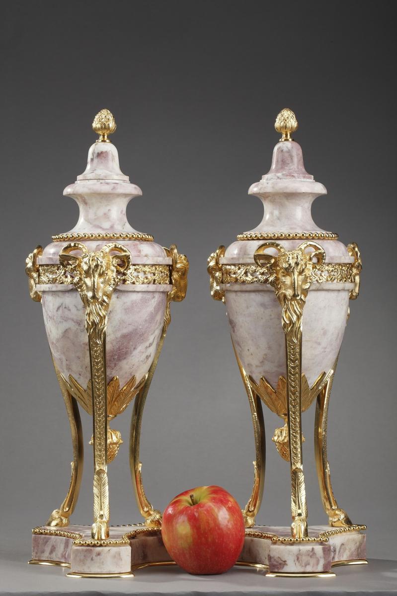 Large Pair Of Covered Urns In Louis XVI Style-photo-2