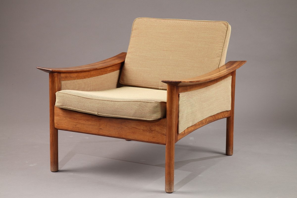 Pair Of Scandinavian Armchairs By Oskar Langlo-photo-5