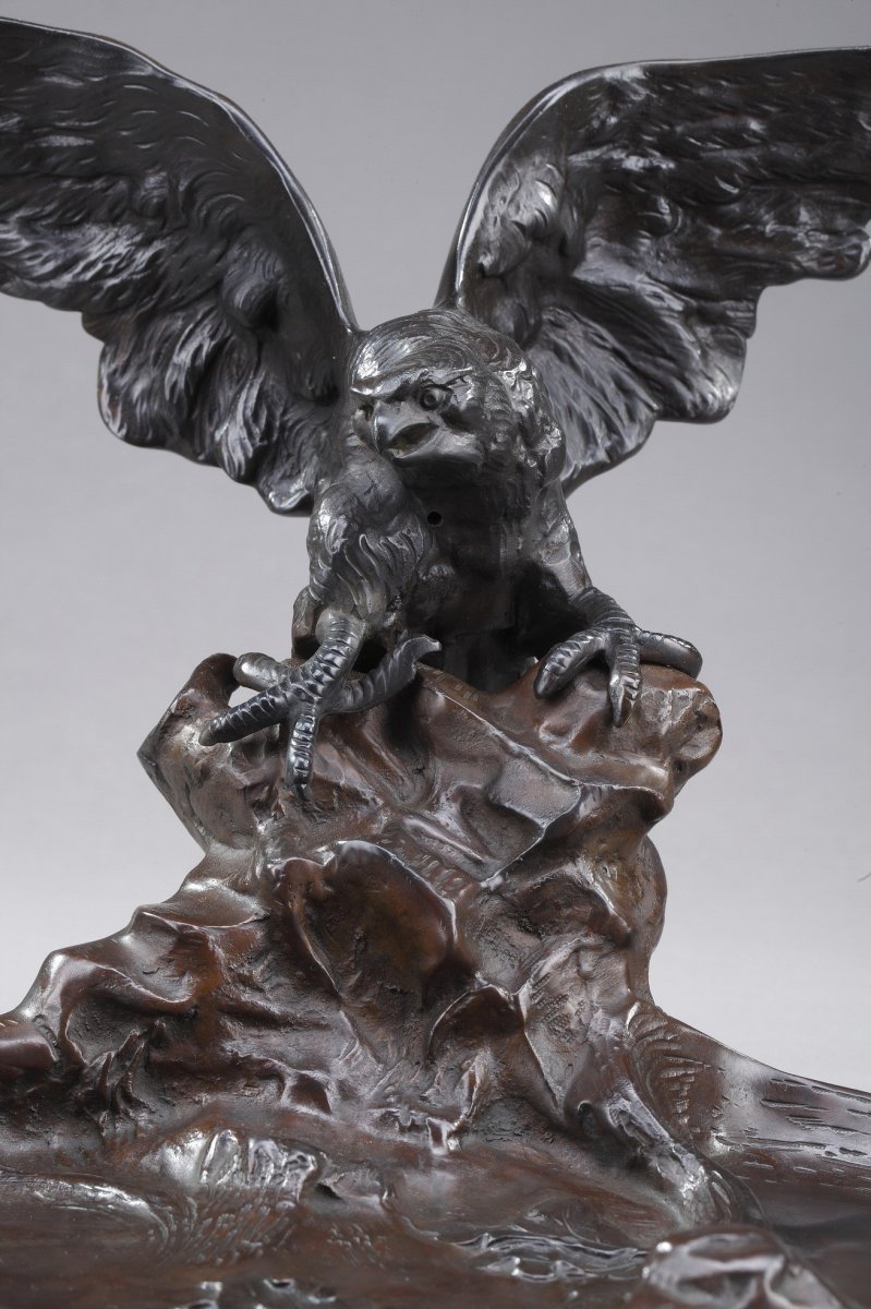 Encrier Art Nouveau En Bronze d'Albert Marionnet (1852-1912)-photo-3