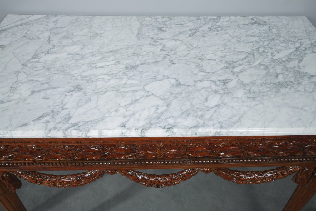 Pair Of Louis XVI-style Walnut Consoles Tables-photo-5