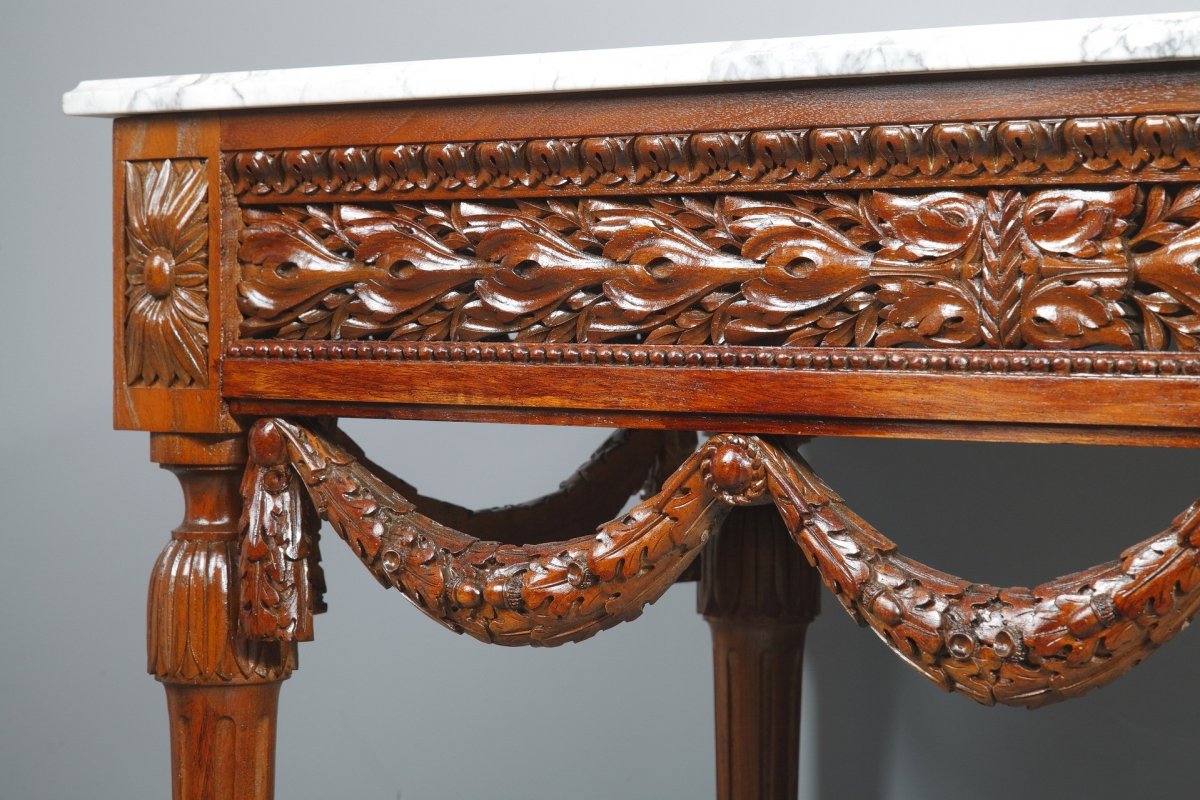 Pair Of Louis XVI-style Walnut Consoles Tables-photo-6