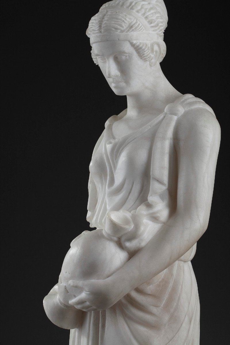 Art Deco Alabaster Sculpture: The Samaritan Woman-photo-2