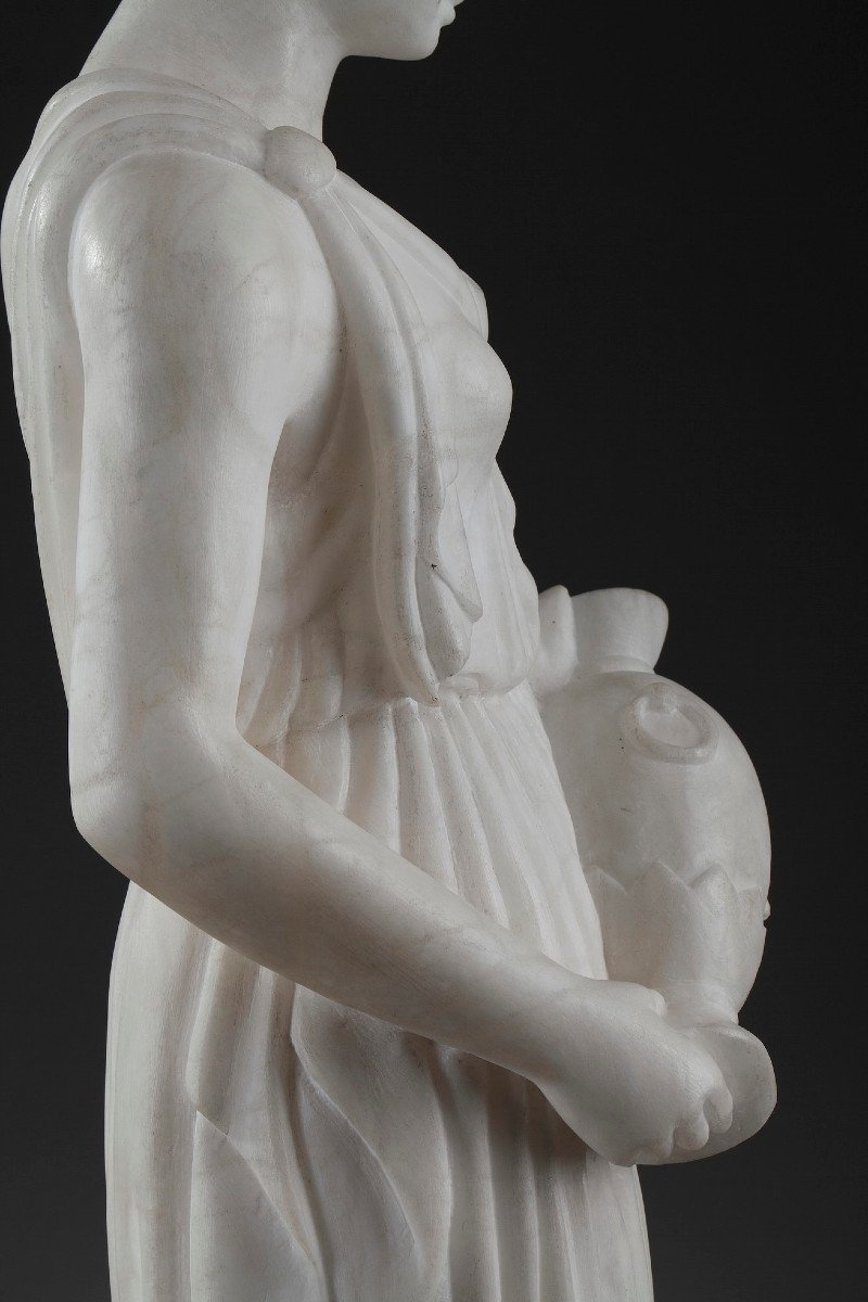 Art Deco Alabaster Sculpture: The Samaritan Woman-photo-4