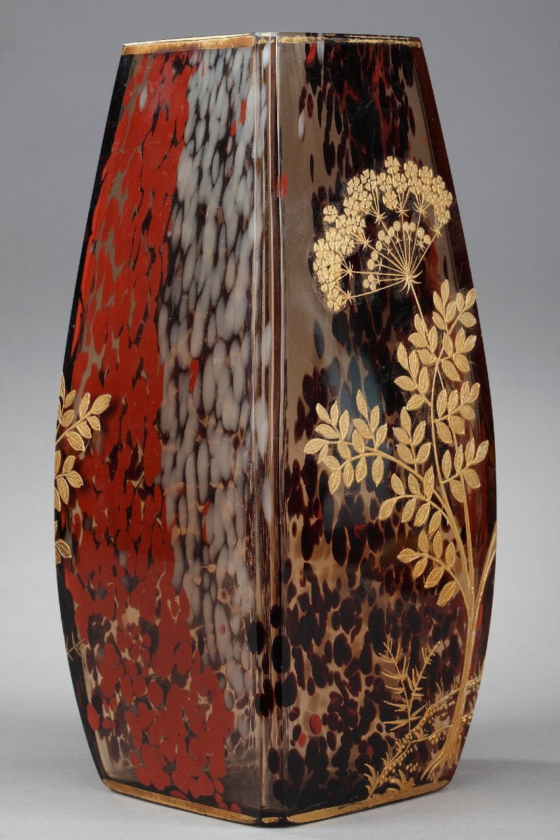 Vase Art Nouveau En Verre Moucheté Attribué à Ernest Léveillé (1841-1913)-photo-1