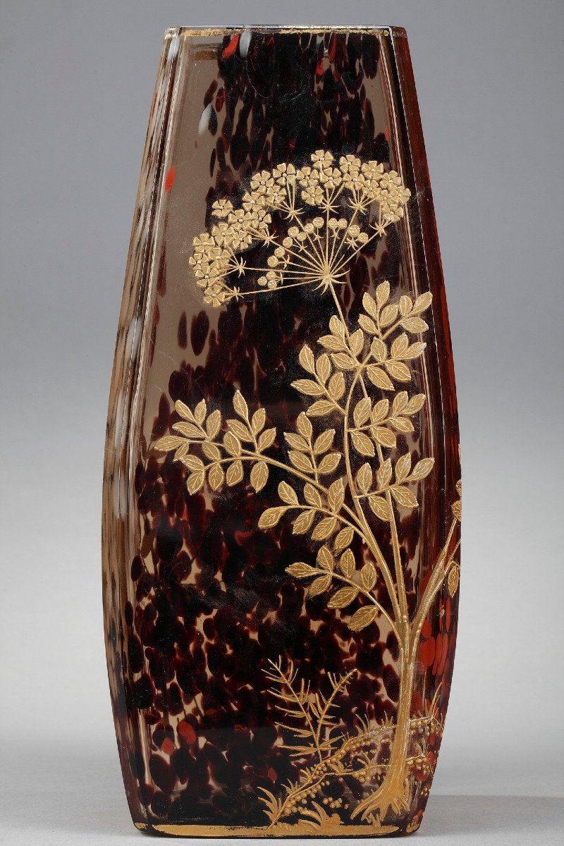 Vase Art Nouveau En Verre Moucheté Attribué à Ernest Léveillé (1841-1913)-photo-2