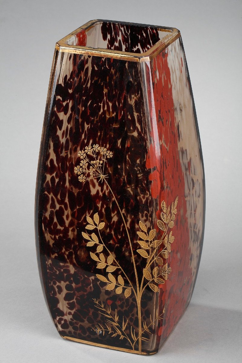 Vase Art Nouveau En Verre Moucheté Attribué à Ernest Léveillé (1841-1913)-photo-3