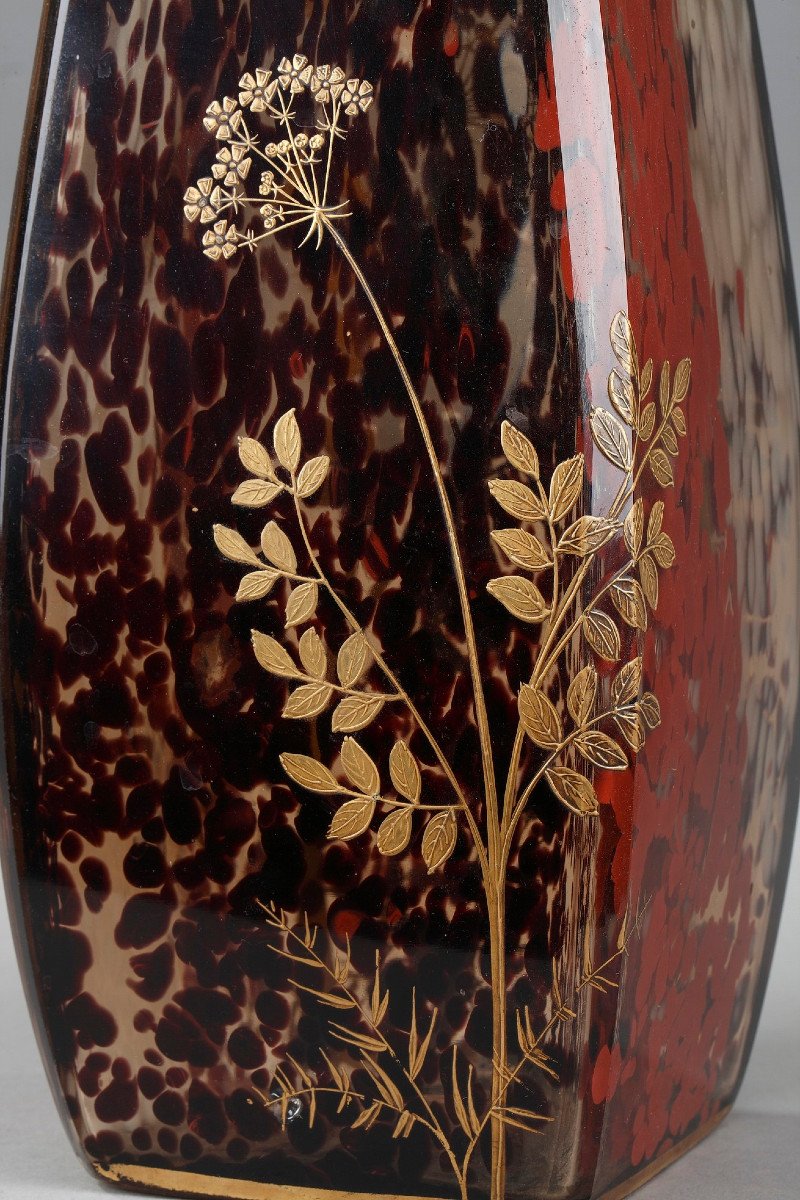 Vase Art Nouveau En Verre Moucheté Attribué à Ernest Léveillé (1841-1913)-photo-6