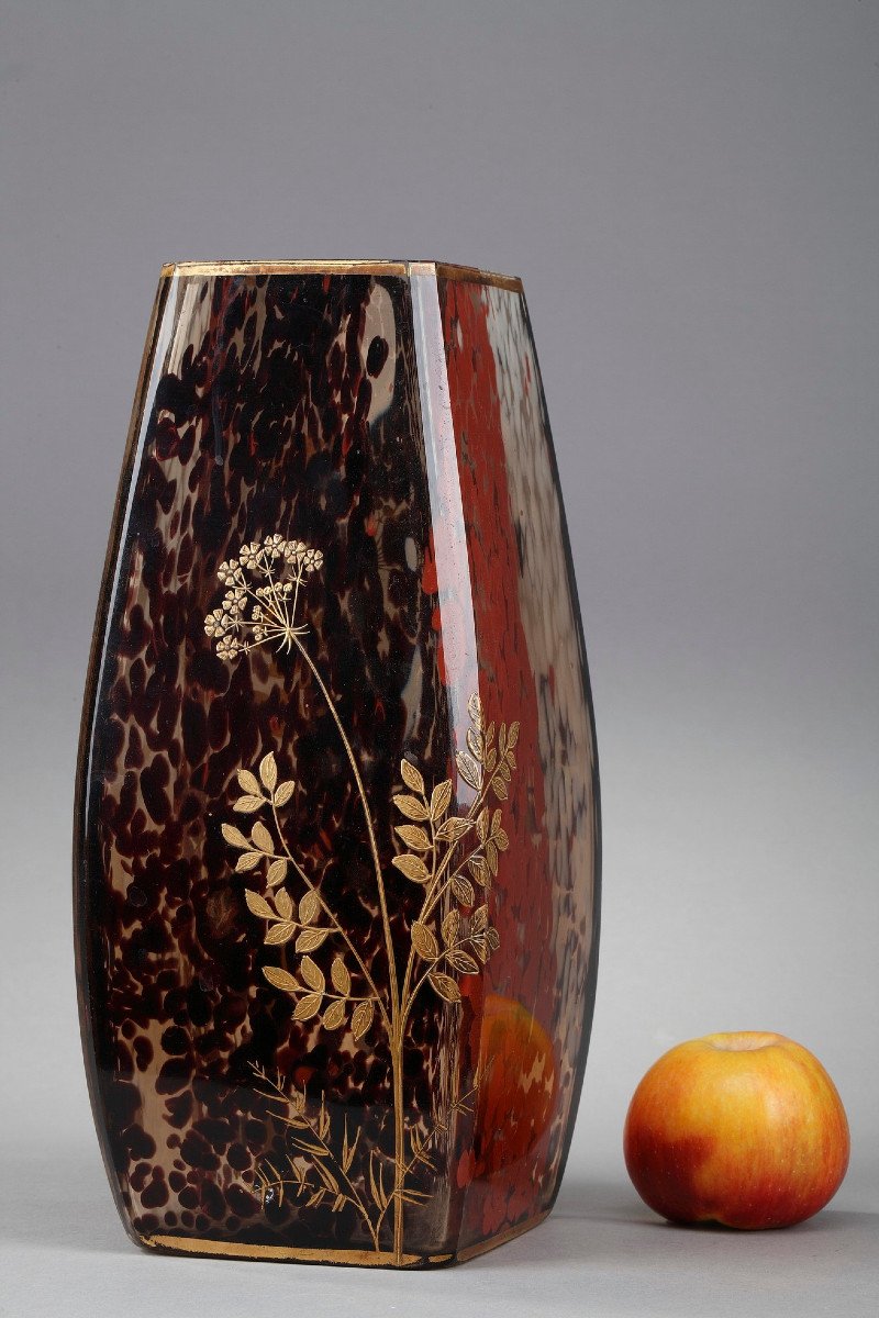 Vase Art Nouveau En Verre Moucheté Attribué à Ernest Léveillé (1841-1913)