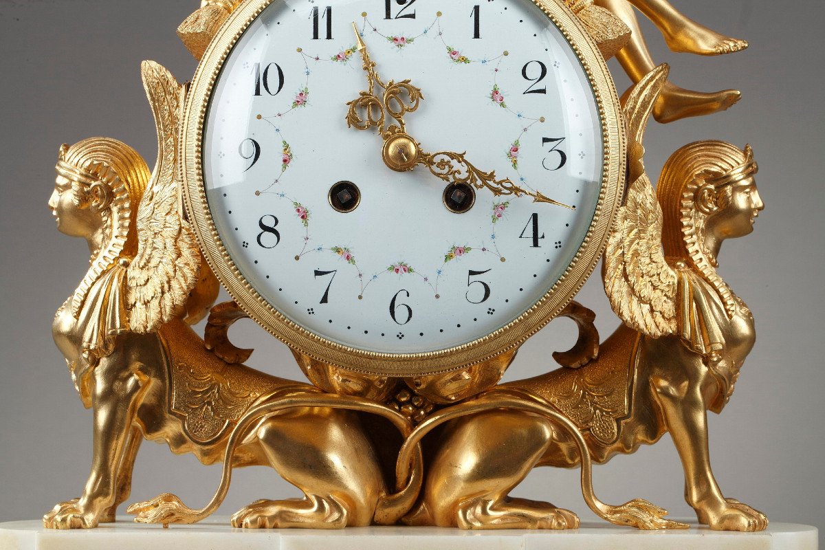 Louis XVI Style Gilt Bronze And White Marble Clock-photo-1