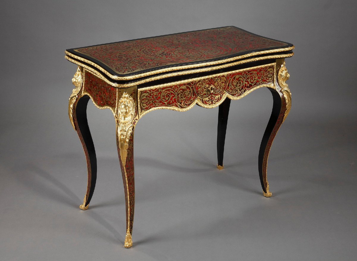 Console And Game Table In Boulle Marquetry-photo-4