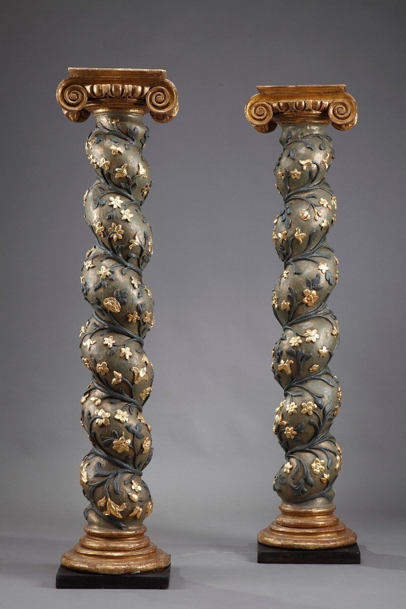 Pair Of Baroque Twisted Columns, 17th Century