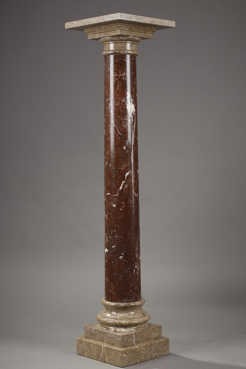 Column In Red And Grey Marble From The 19th Century-photo-3