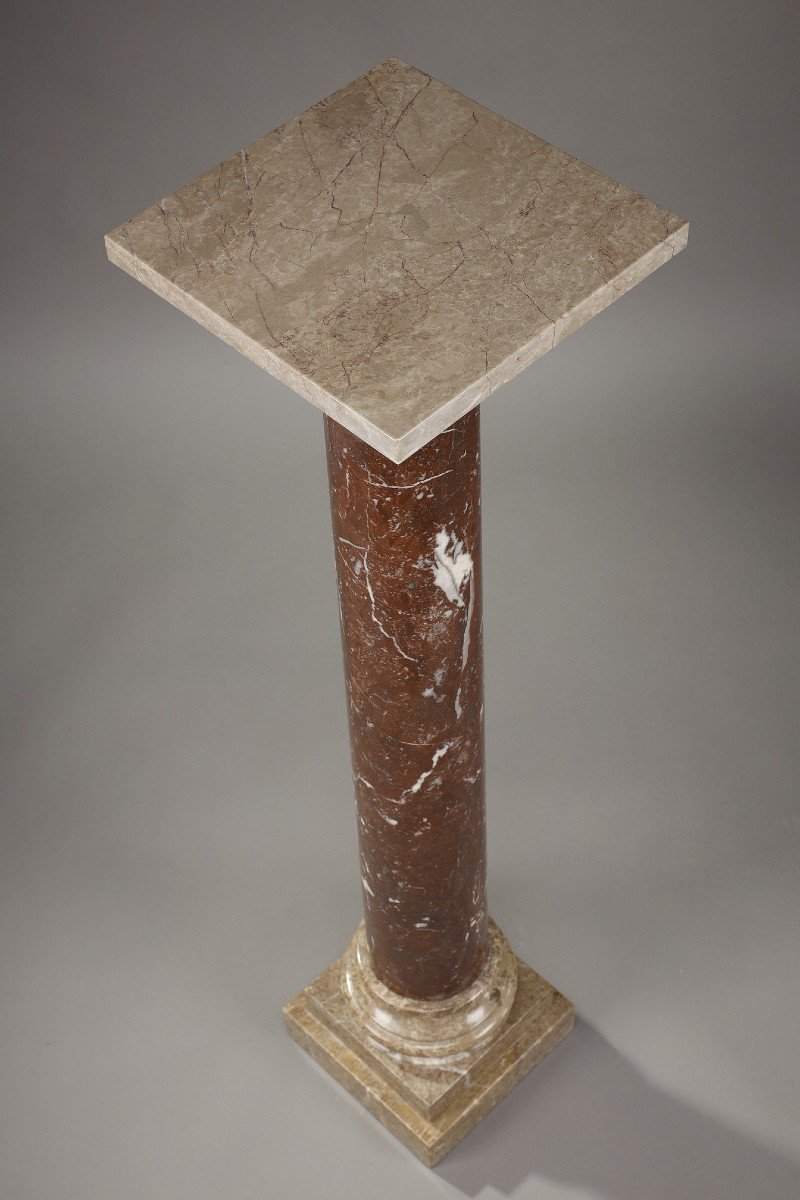 Column In Red And Grey Marble From The 19th Century-photo-4