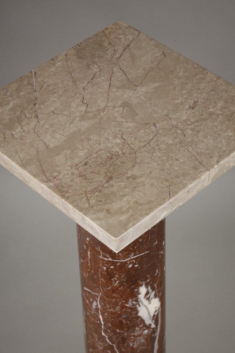 Column In Red And Grey Marble From The 19th Century-photo-2