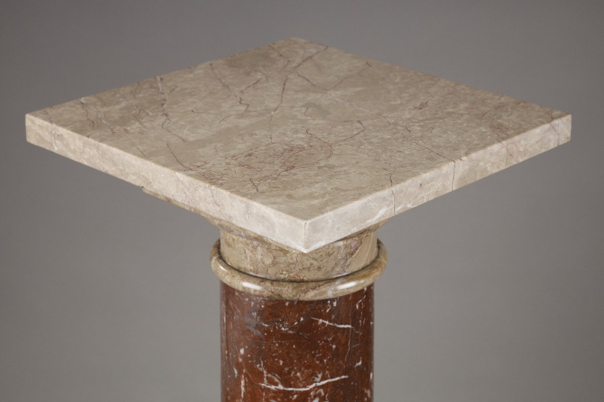 Column In Red And Grey Marble From The 19th Century-photo-3